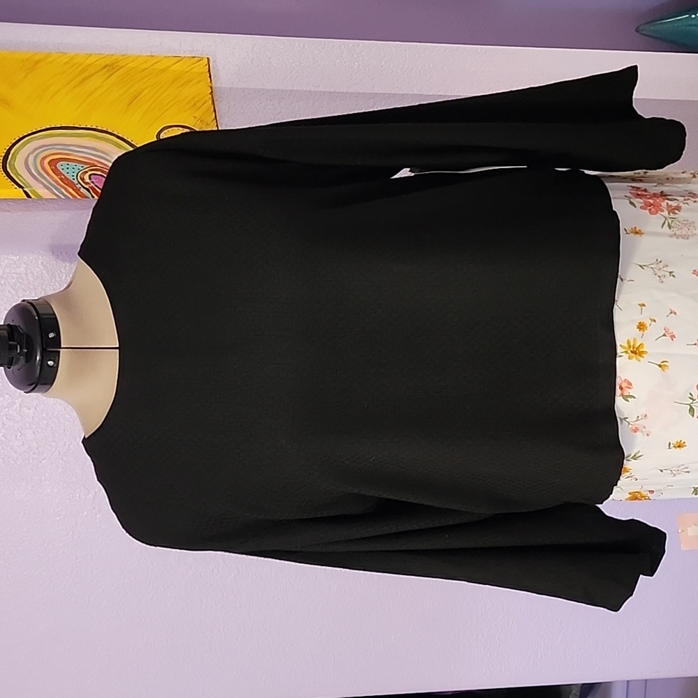 NWT Donna Jessica Black Long Sleeve Women's Blouse, Size 3